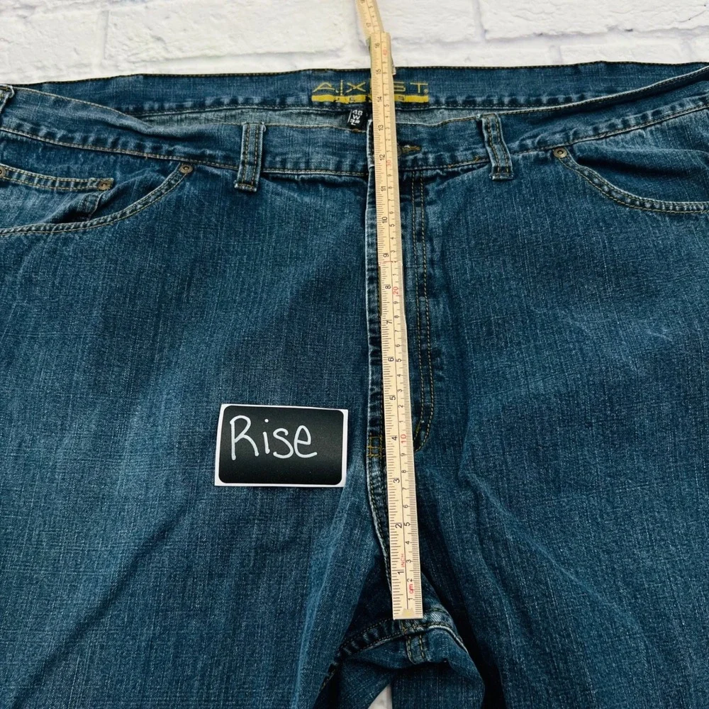Axist Mens Relaxed Fit Straight Leg Jeans Blue Medium Wash 48x32 Cotton